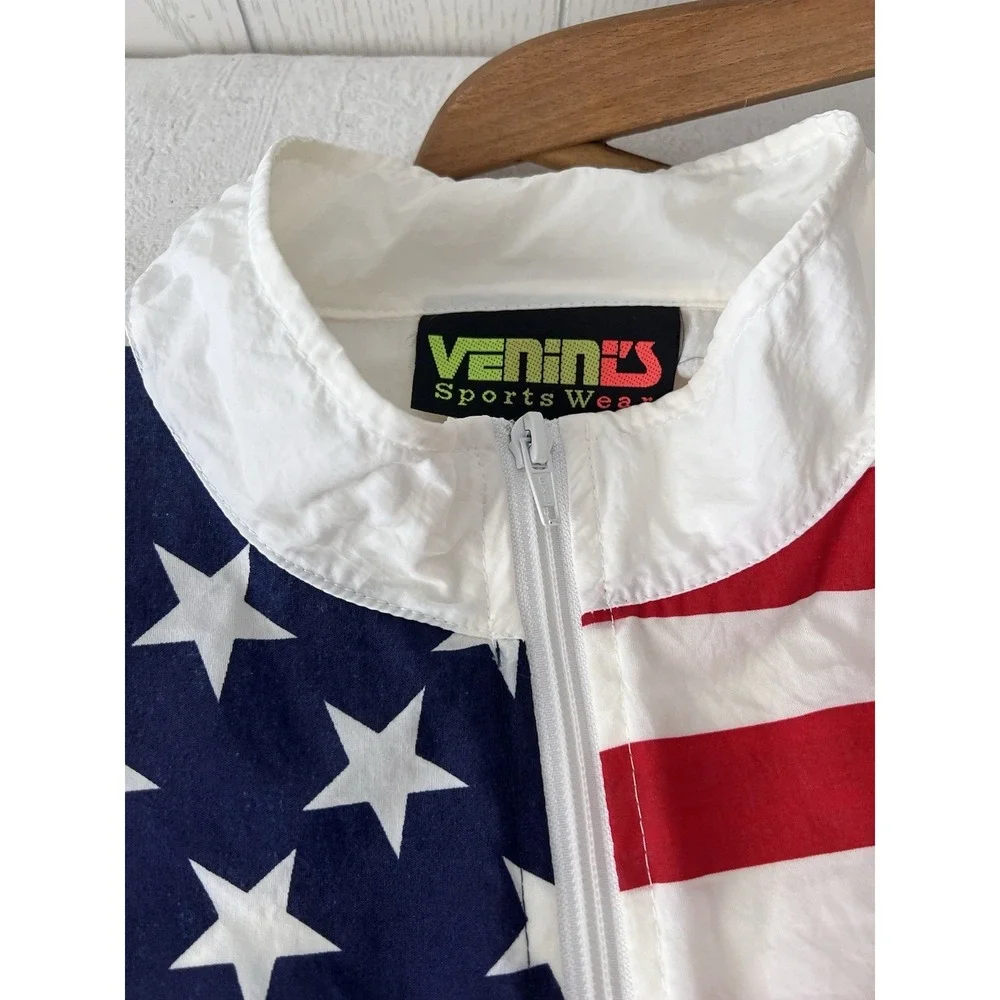 Vintage 90's USA Pullover Mens XL Flag Vinini's Sport Windbreaker Surf STYLE